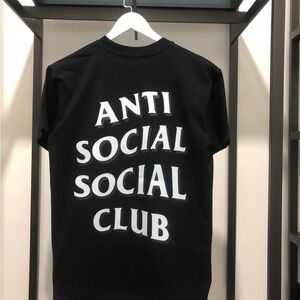 Anti Social Social Club Black Crewneck Tee with White Back Logo